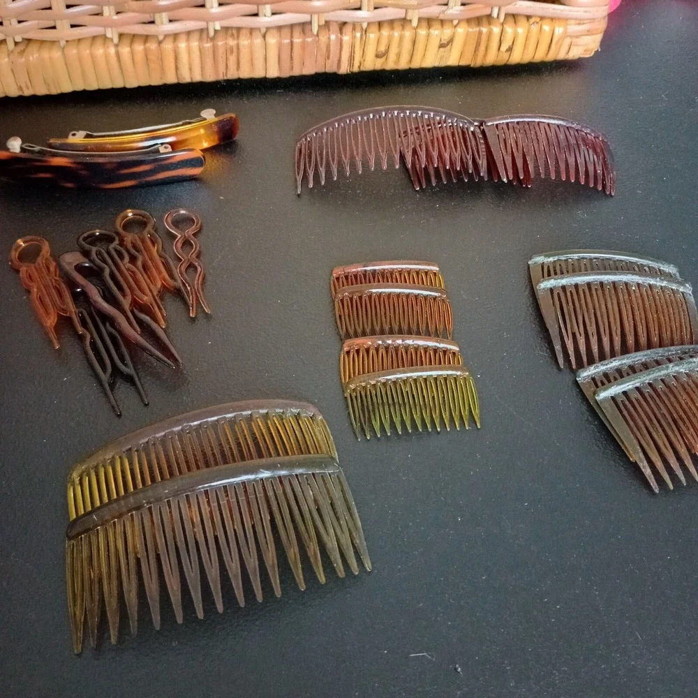 Vintage Tortoiseshell‎ Hair Barrette Comb Lot Goody Unbranded